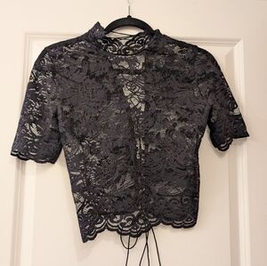 Dolls Kill Widow Midnight Ominous Trance Lace Top Size M